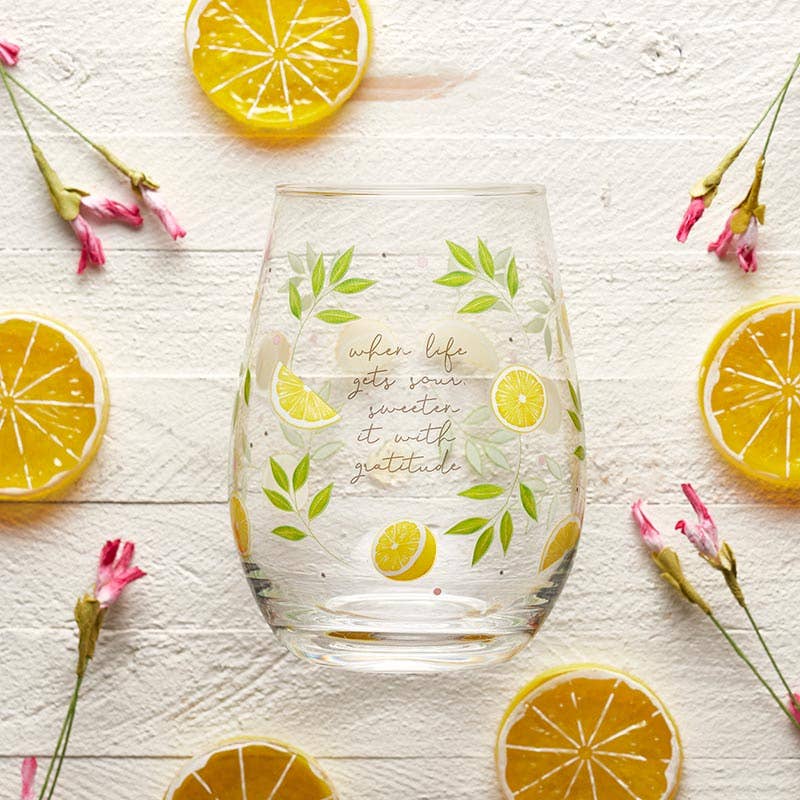 Gratitude Stemless Wine Glass