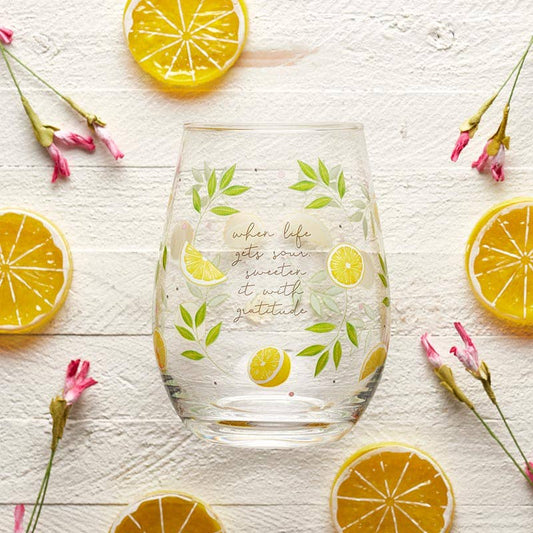 Gratitude Stemless Wine Glass