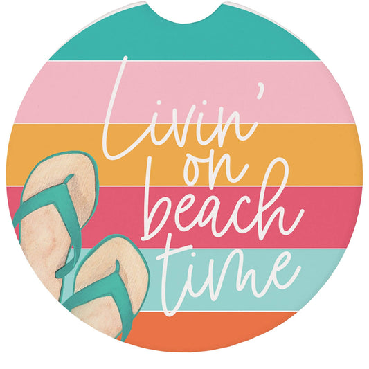 Beach Time Stripes - Car Coasters