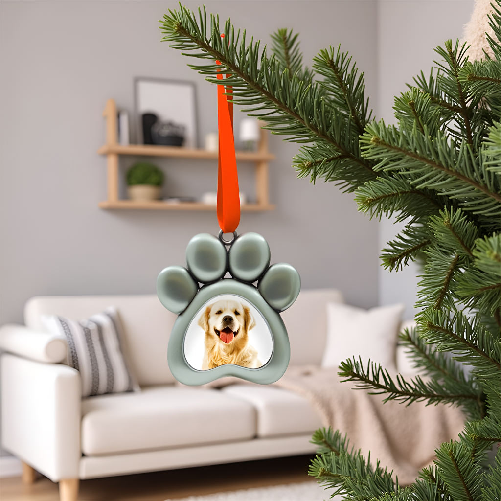 Paw Shaped Pet Picture Holiday Ornament