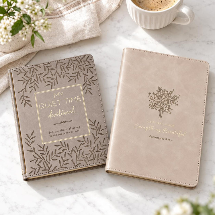 Christian Devotional Set: My Quiet Time 365-Day & Slimline Faux Leather Journal