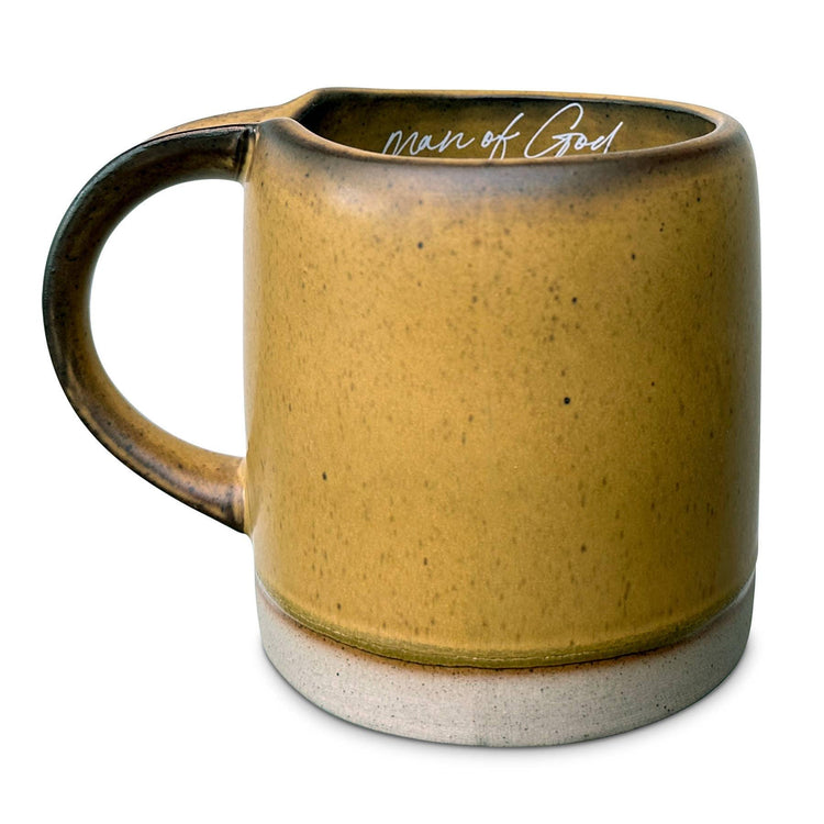 Man of God Mug, Jeremiah 17:7 Scripture, Rustic Stoneware Christian Coffee Cup for Men, 18oz