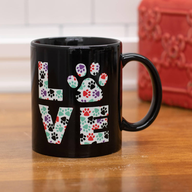 Ceramic Paw Print Love Mug, Dog Pet Owner Gift