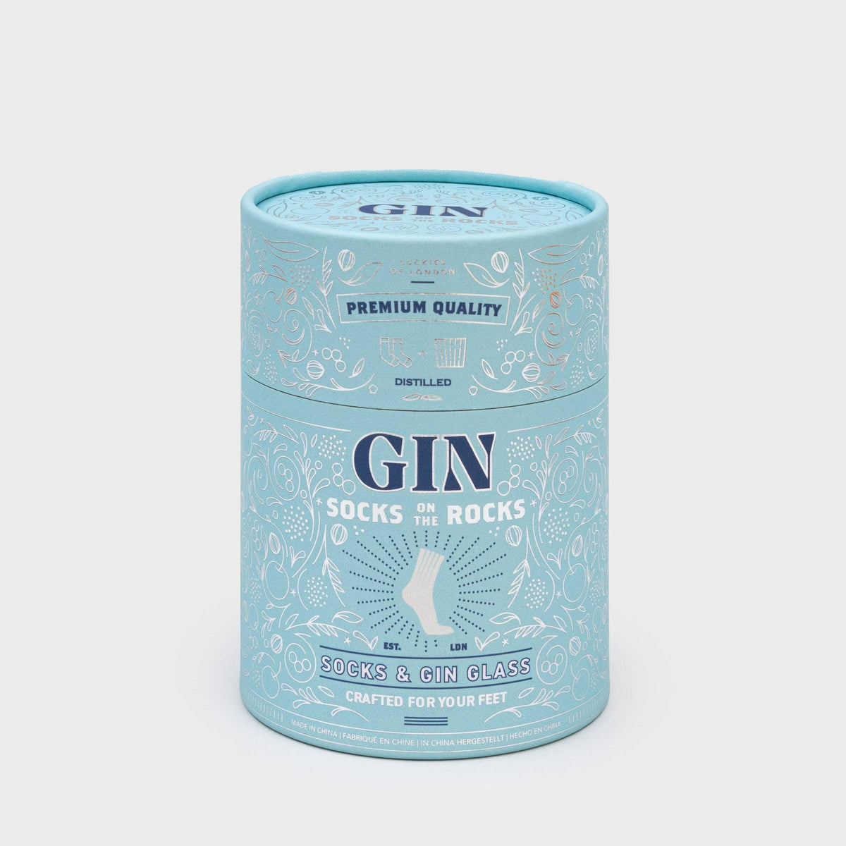 Gin Socks on the Rocks, Cotton Socks and Glass Set