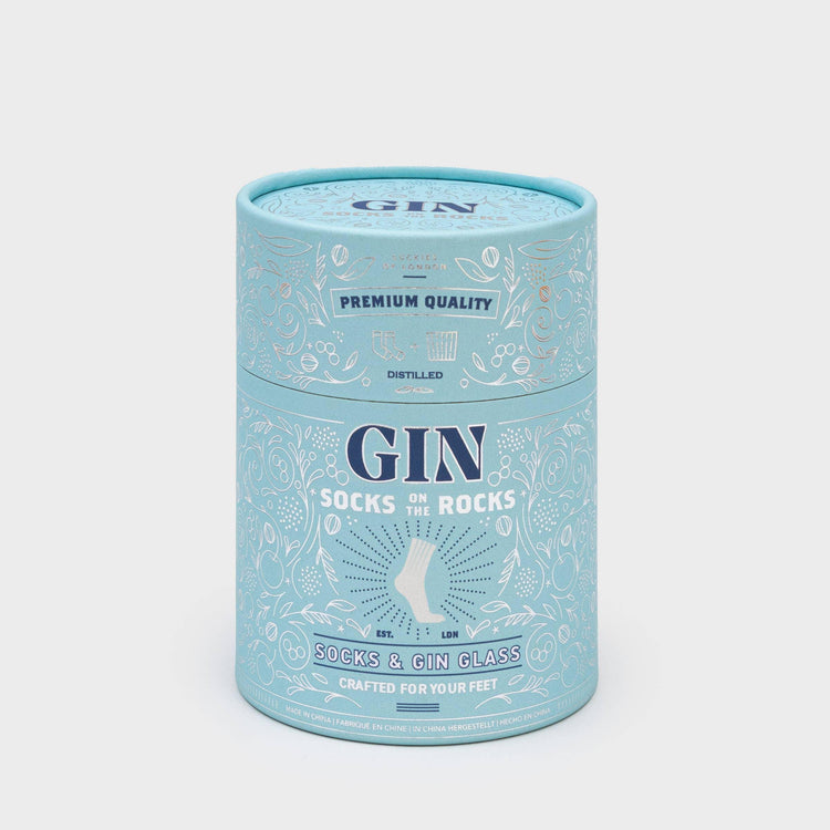 Gin Socks on the Rocks, Cotton Socks and Glass Set