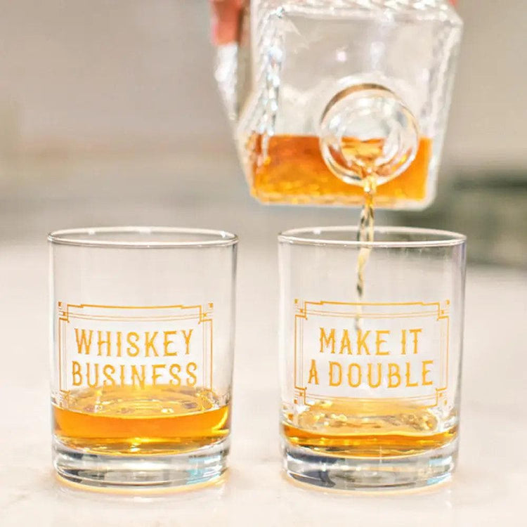 Whiskey Business Old Fashioned Glasses Set, Make It A Double Barware