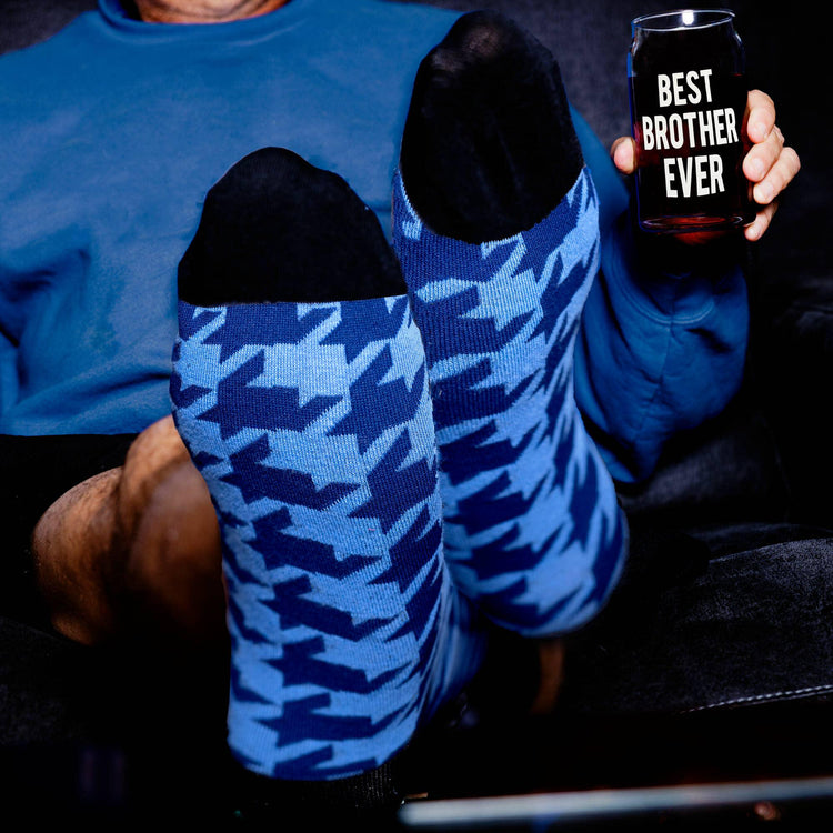 Brother Ever Beer Glass and Houndstooth Sock Set