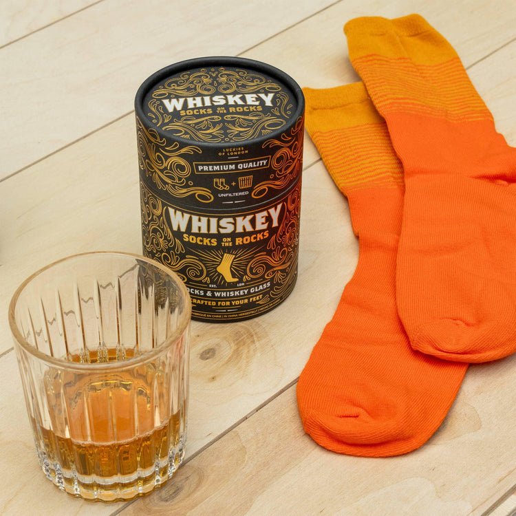 Whiskey Socks and Glass Set, Cotton Comfort, Retro Style, Luckies of London