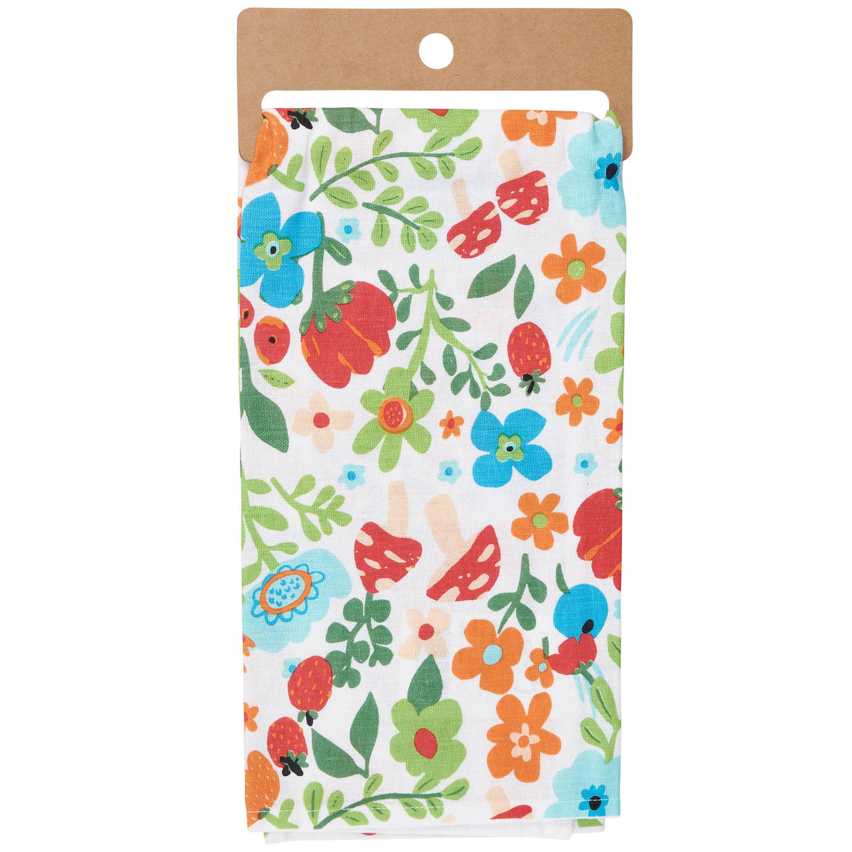 Grateful Kitchen Towel, Floral Mushroom Dish Towel, Inspirational Quote Home Decor, Colorful Botanical Gift