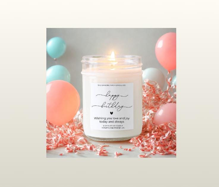 Happy Birthday Soy Candle, Birthday Cake Scent, Handpoured Home Decor