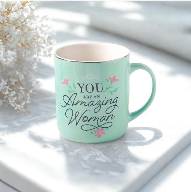 Ceramic Mug "You Are An Woman" – Inspirational Floral Coffee Cup