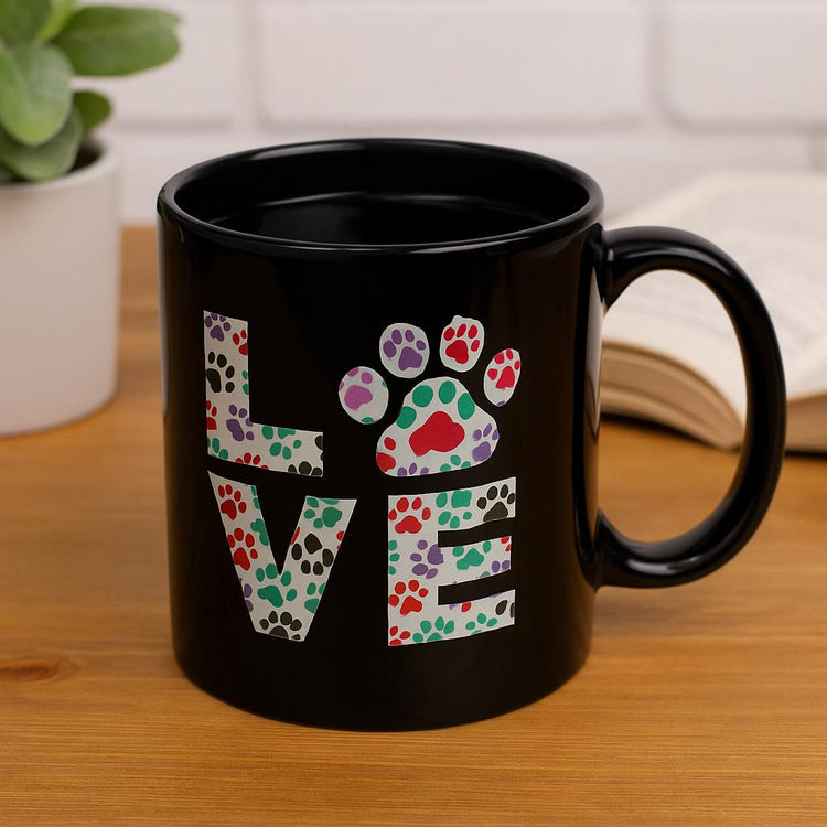 Ceramic Paw Print Love Mug, Dog Pet Owner Gift
