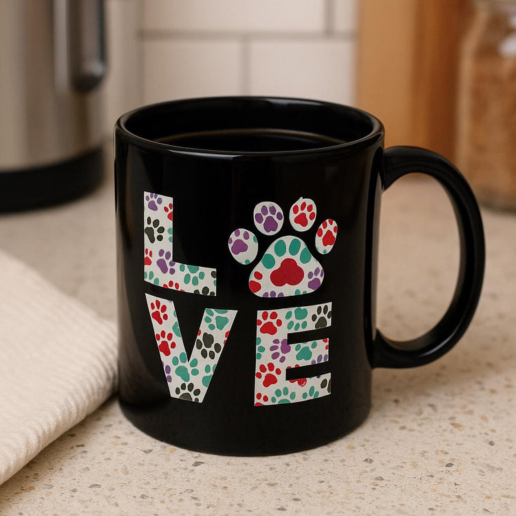 Ceramic Paw Print Love Mug, Dog Pet Owner Gift
