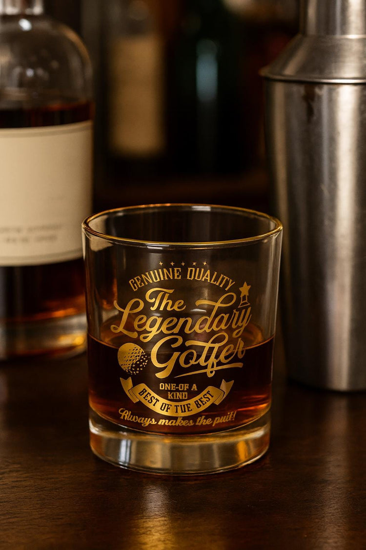 Legendary Golfer Rocks Glass, Vintage Whiskey Tumbler, Golf Enthusiast Drinkware
