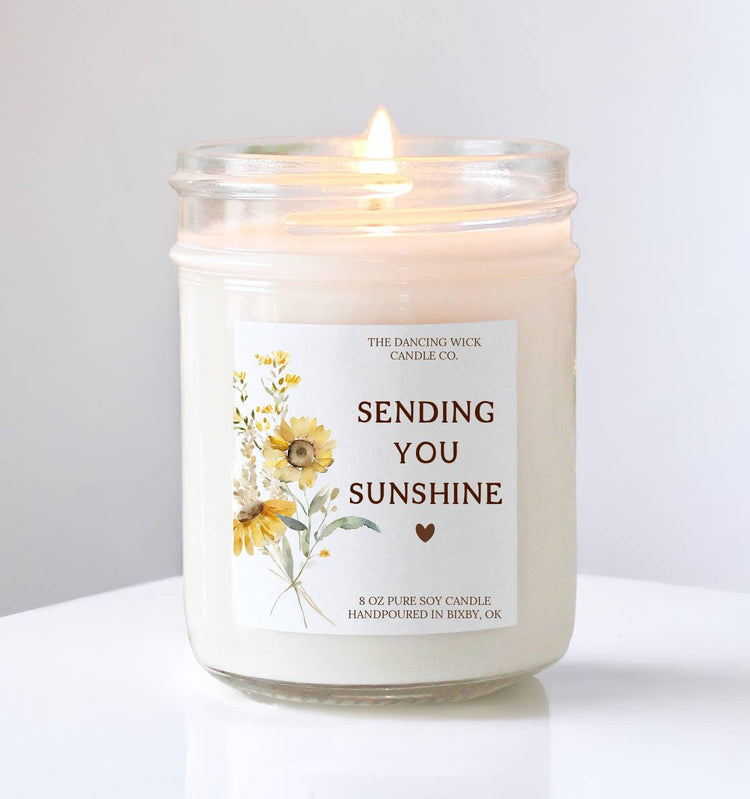 Sending Sunshine Soy Candle, Golden Hour Scent, 8 oz Handpoured Home Décor