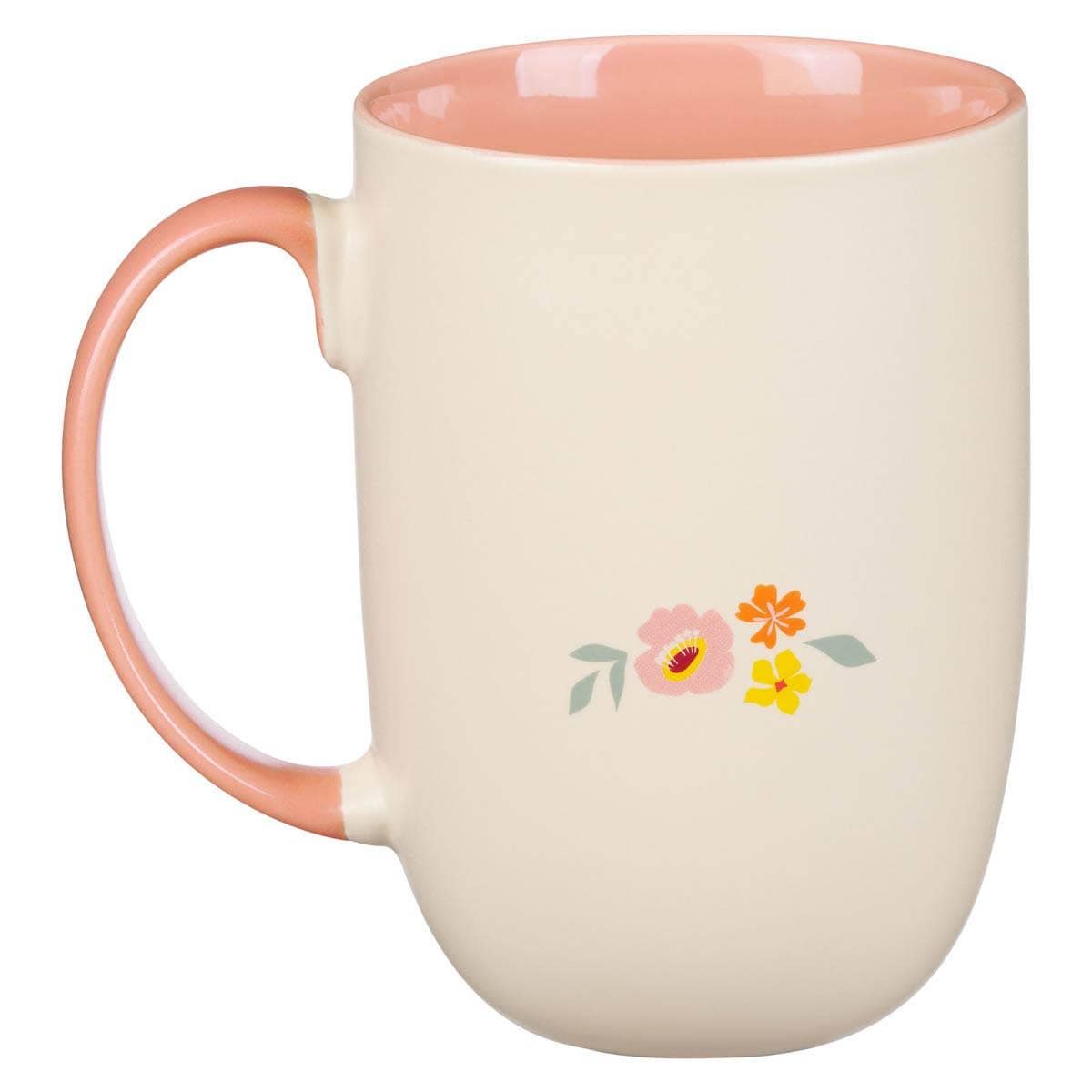 World's Greatest Mom Mug: Floral Wreath, Pink Interior (15 oz)