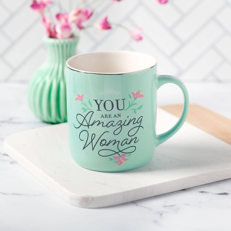 Ceramic Mug "You Are An Woman" – Inspirational Floral Coffee Cup