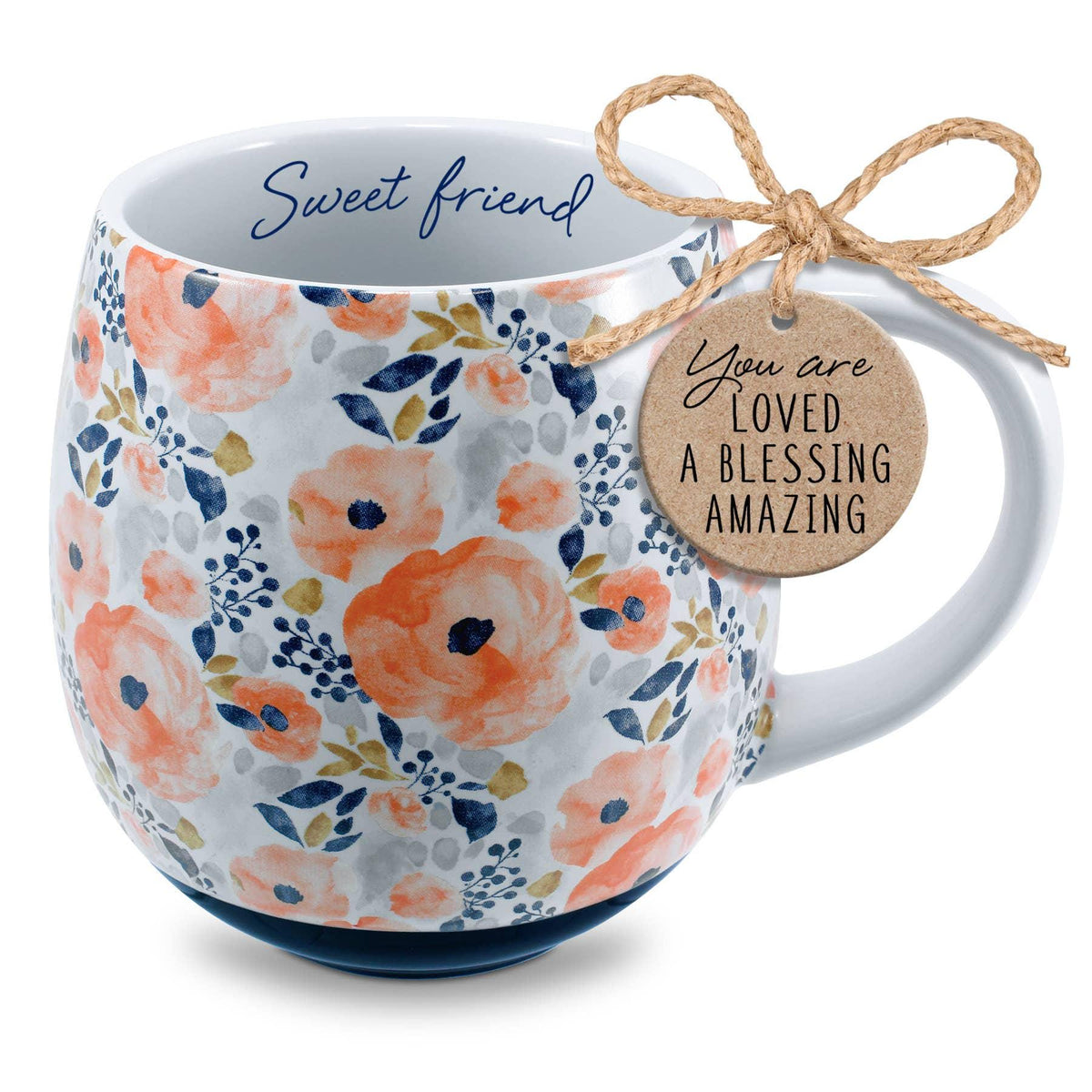 Sweet Friend Watercolor Floral Mug, Proverbs 27:9 Christian Gift for Friend, 18oz Ceramic Cup
