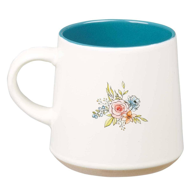 Floral Grandma Mug, Teal Interior, Pastel Flowers, Gift for Grandmother