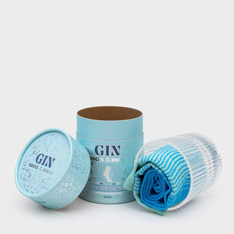 Gin Socks on the Rocks, Cotton Socks and Glass Set