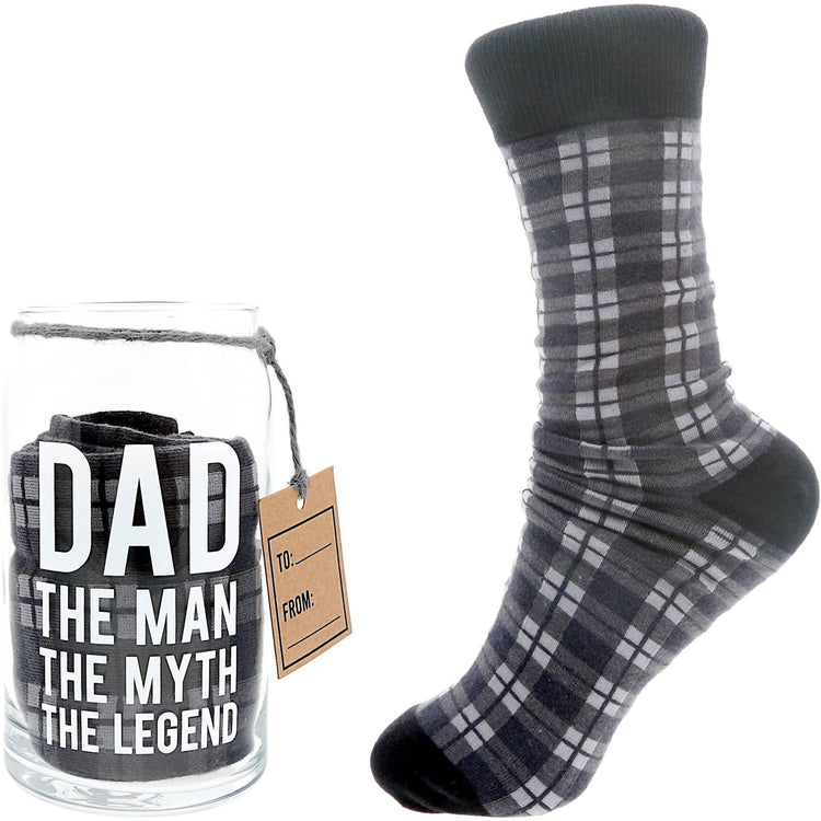 Dad The Man The Myth The Legend Glass and Plaid Socks Set
