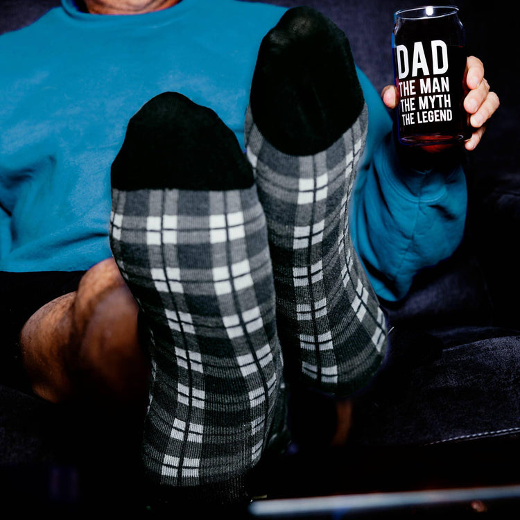 Dad The Man The Myth The Legend Glass and Plaid Socks Set