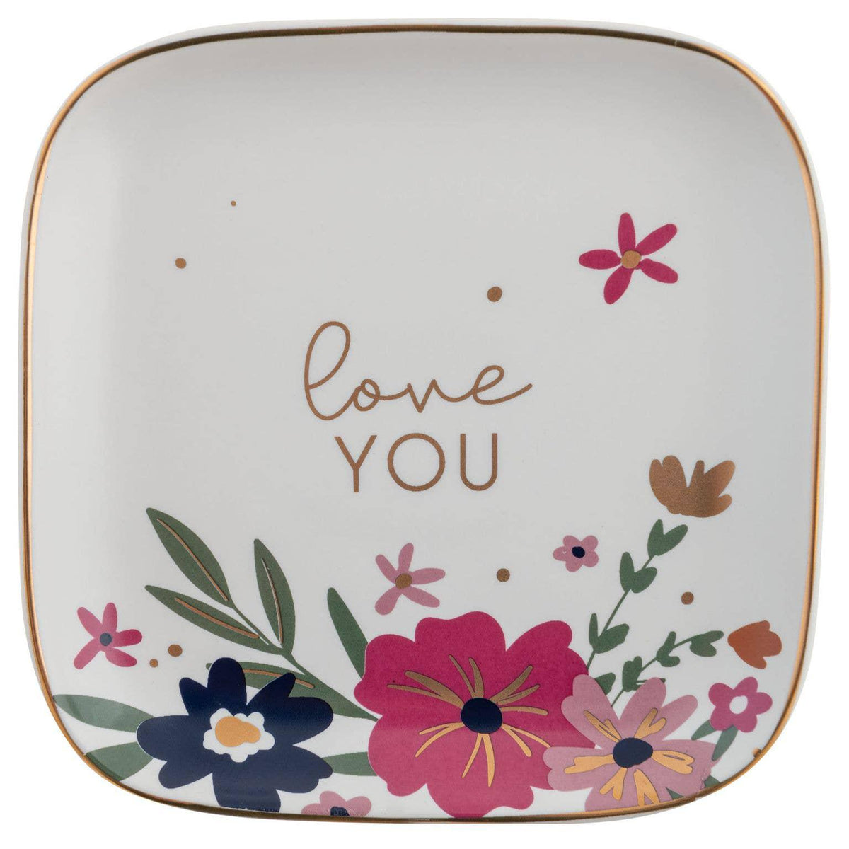 Floral Ceramic Trinket Dish, Jewelry Holder, Romantic Decor