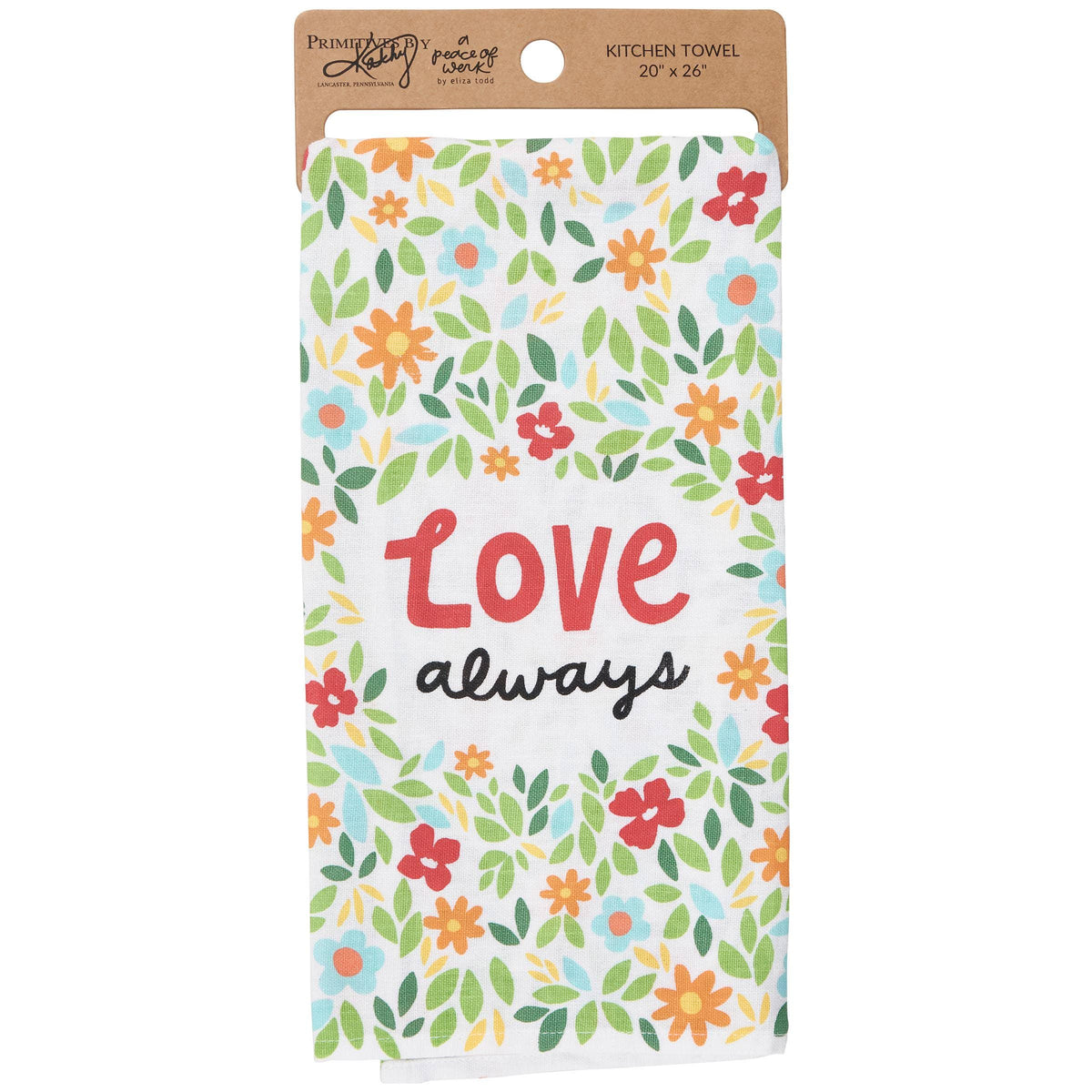 Love Always Floral Kitchen Towel, Cotton Linen Blend Hostess Gift