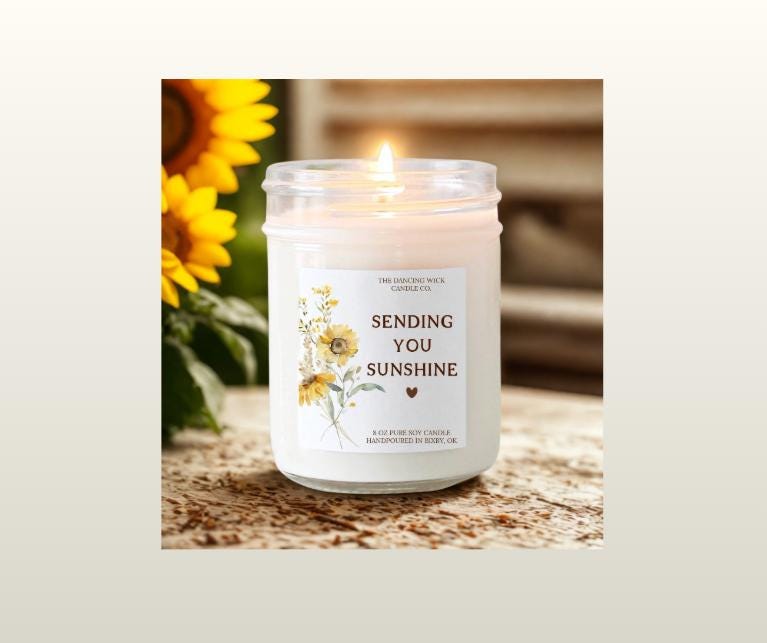 Sending Sunshine Soy Candle, Golden Hour Scent, 8 oz Handpoured Home Décor