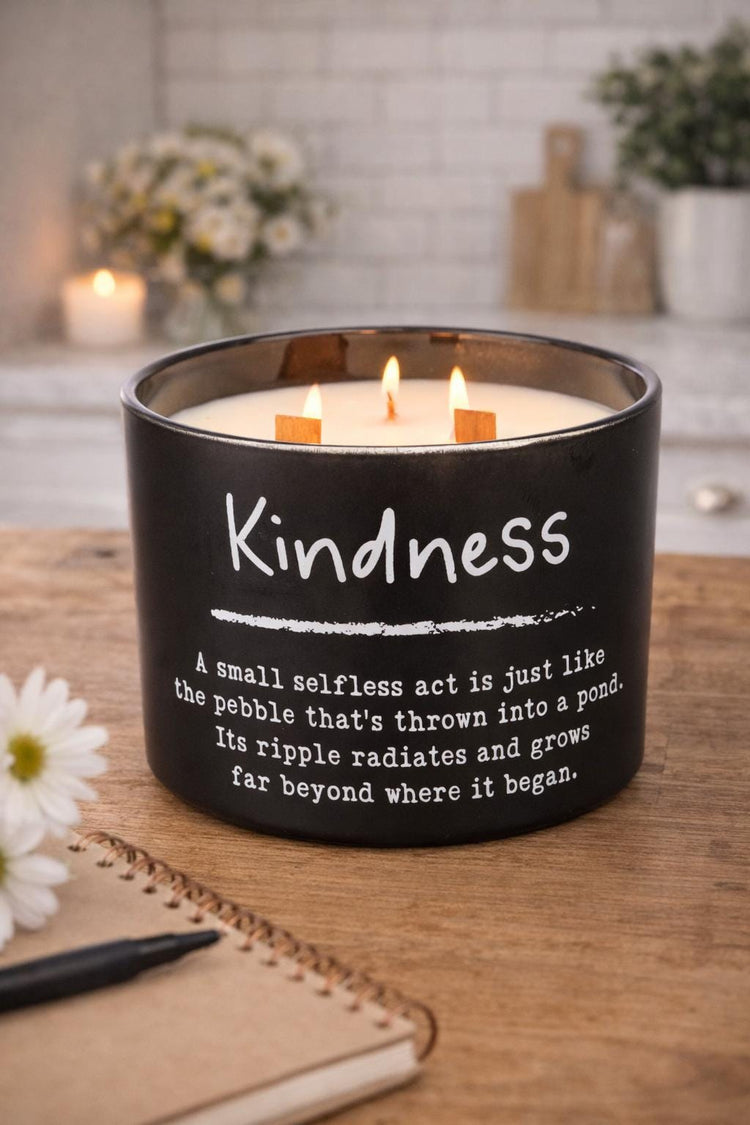 Kindness Poetry Soy Wax Candle, Lemongrass Scent, Black Jar Home Decor