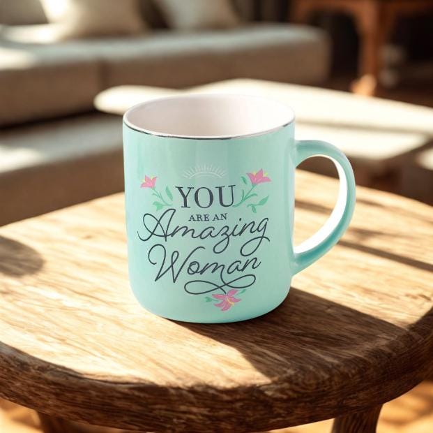 Ceramic Mug "You Are An Woman" – Inspirational Floral Coffee Cup