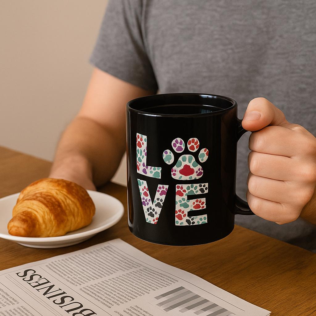 Ceramic Paw Print Love Mug, Dog Pet Owner Gift