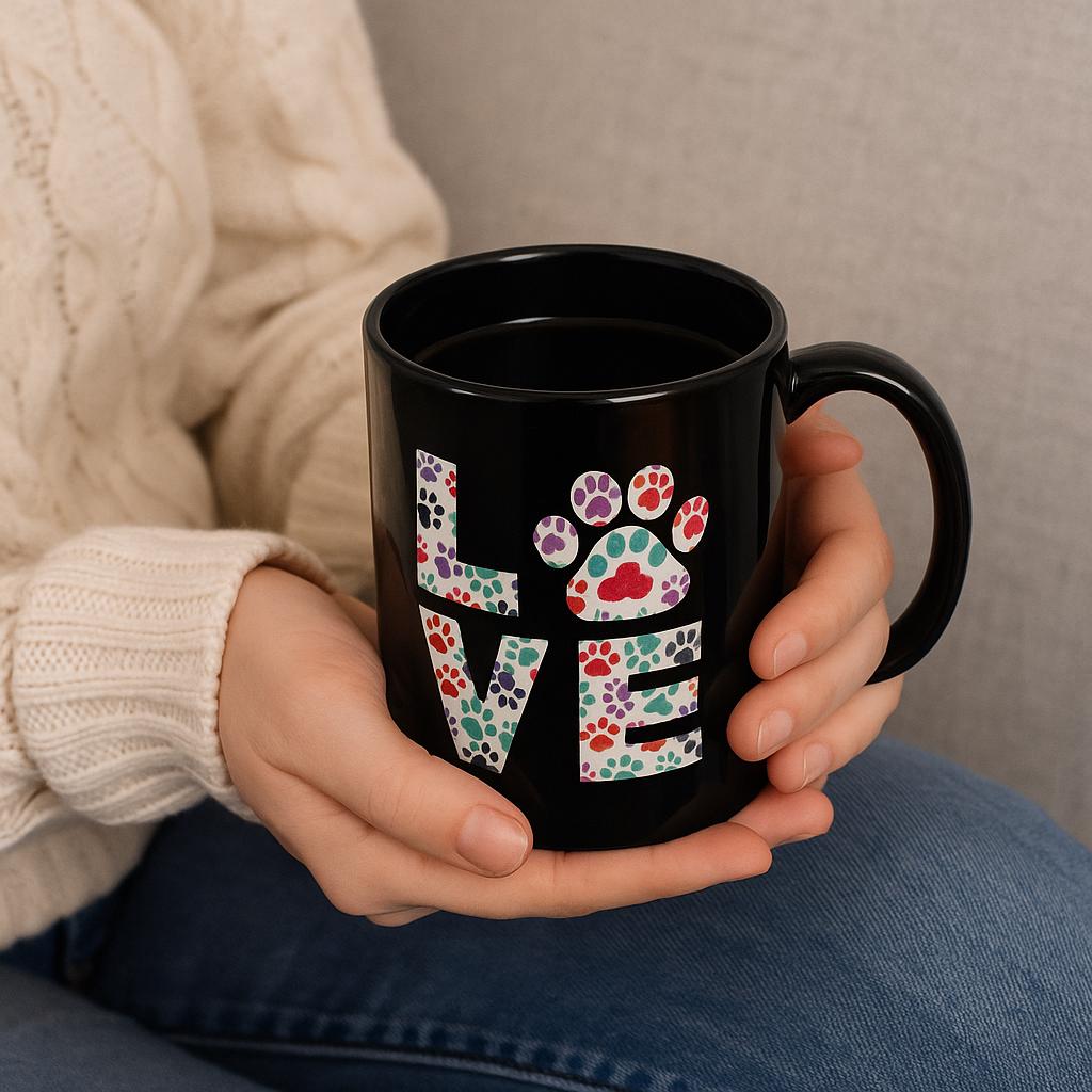 Ceramic Paw Print Love Mug, Dog Pet Owner Gift