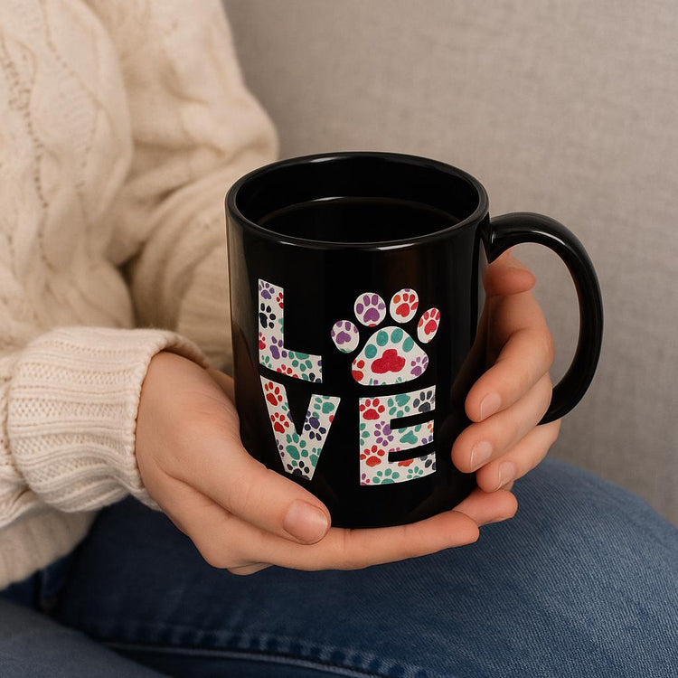 Ceramic Paw Print Love Mug, Dog Pet Owner Gift