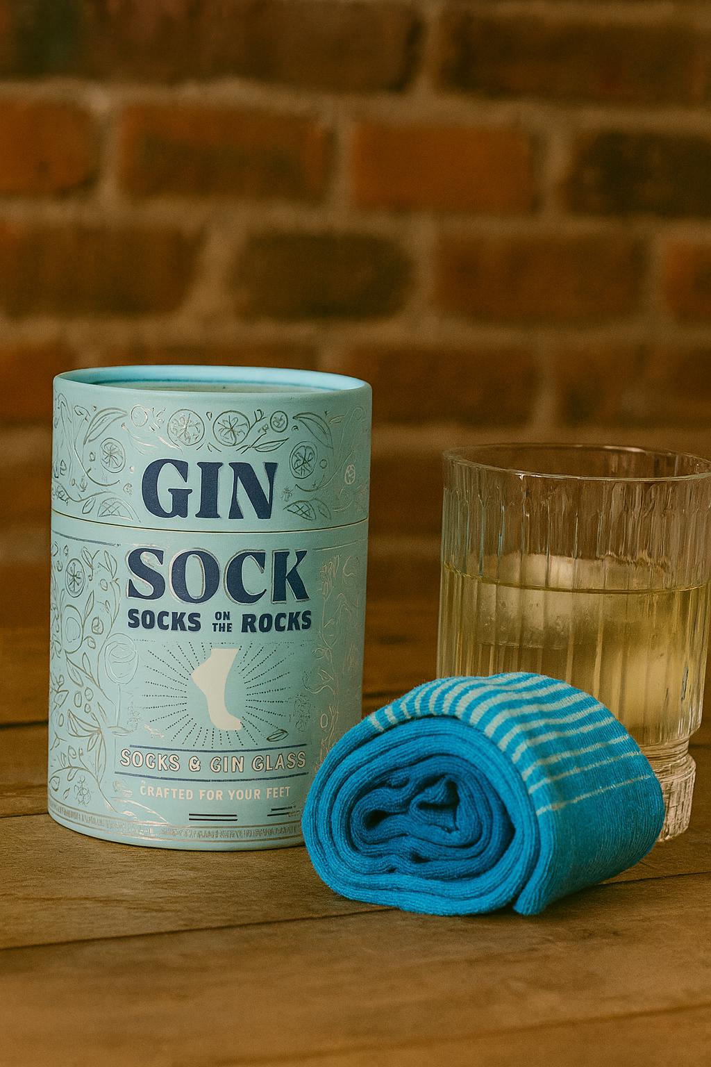 Gin Socks on the Rocks, Cotton Socks and Glass Set