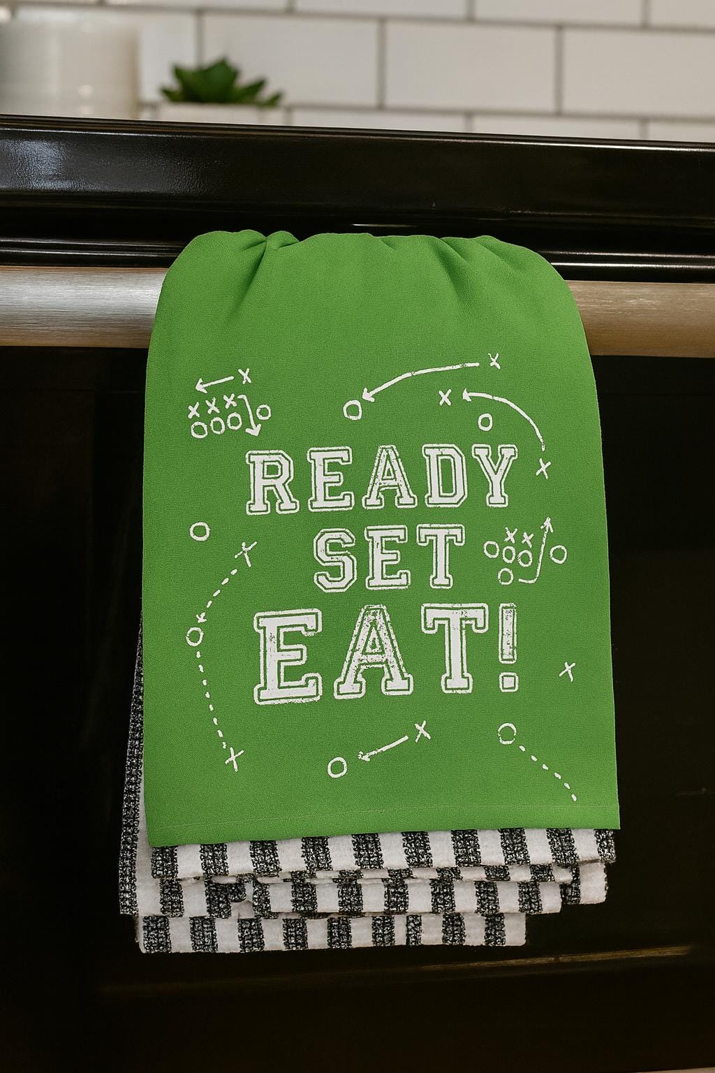Football Kitchen Towel Set, Gameday Party Decor, Cotton Dish Towels