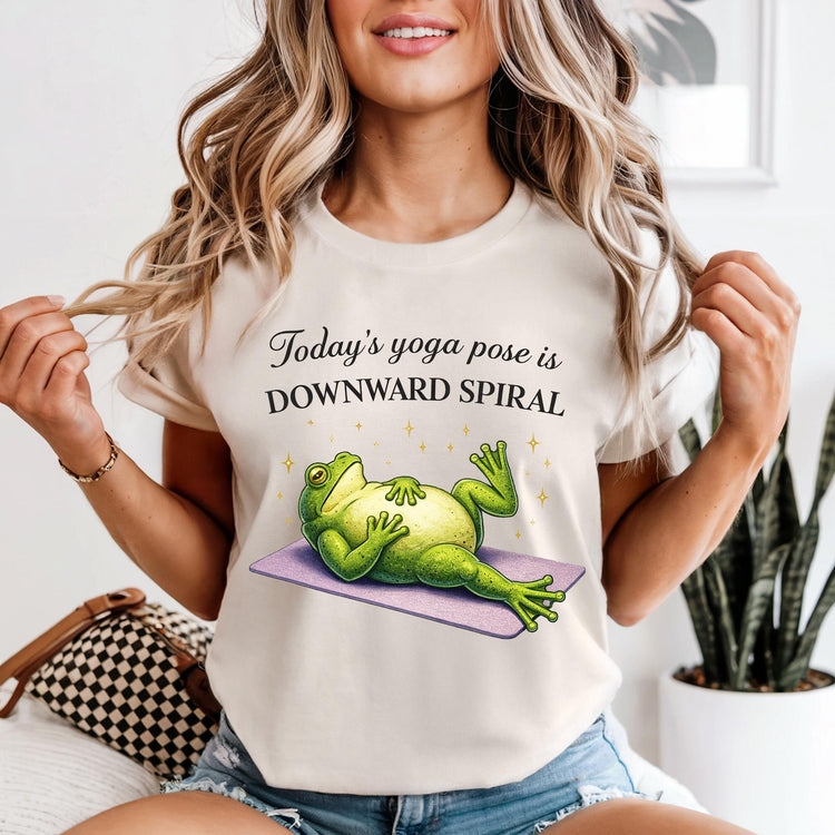 Frog Yoga Pose Shirt, Funny Animal Meditation Tee, Relaxed Fit Cotton