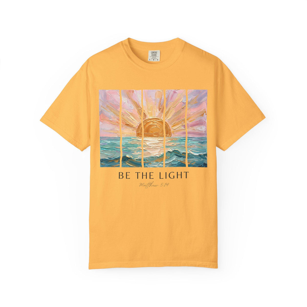 Christian Faith Shirt – Matthew 5:14 "Be The Light" Sunrise Beach Tee