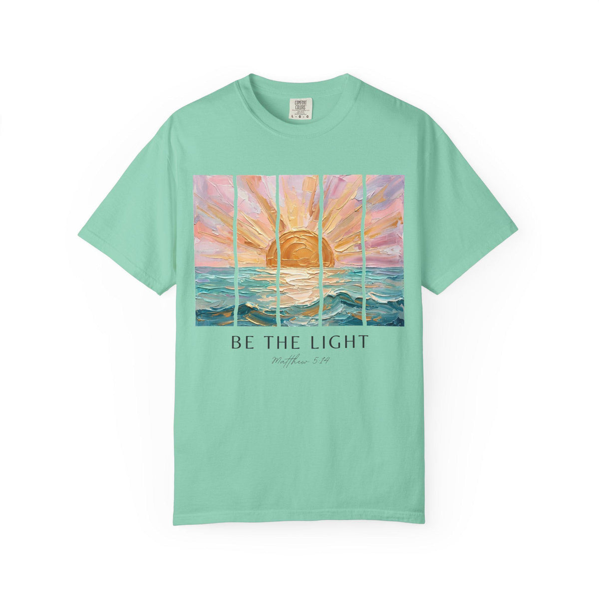 Christian Faith Shirt – Matthew 5:14 "Be The Light" Sunrise Beach Tee