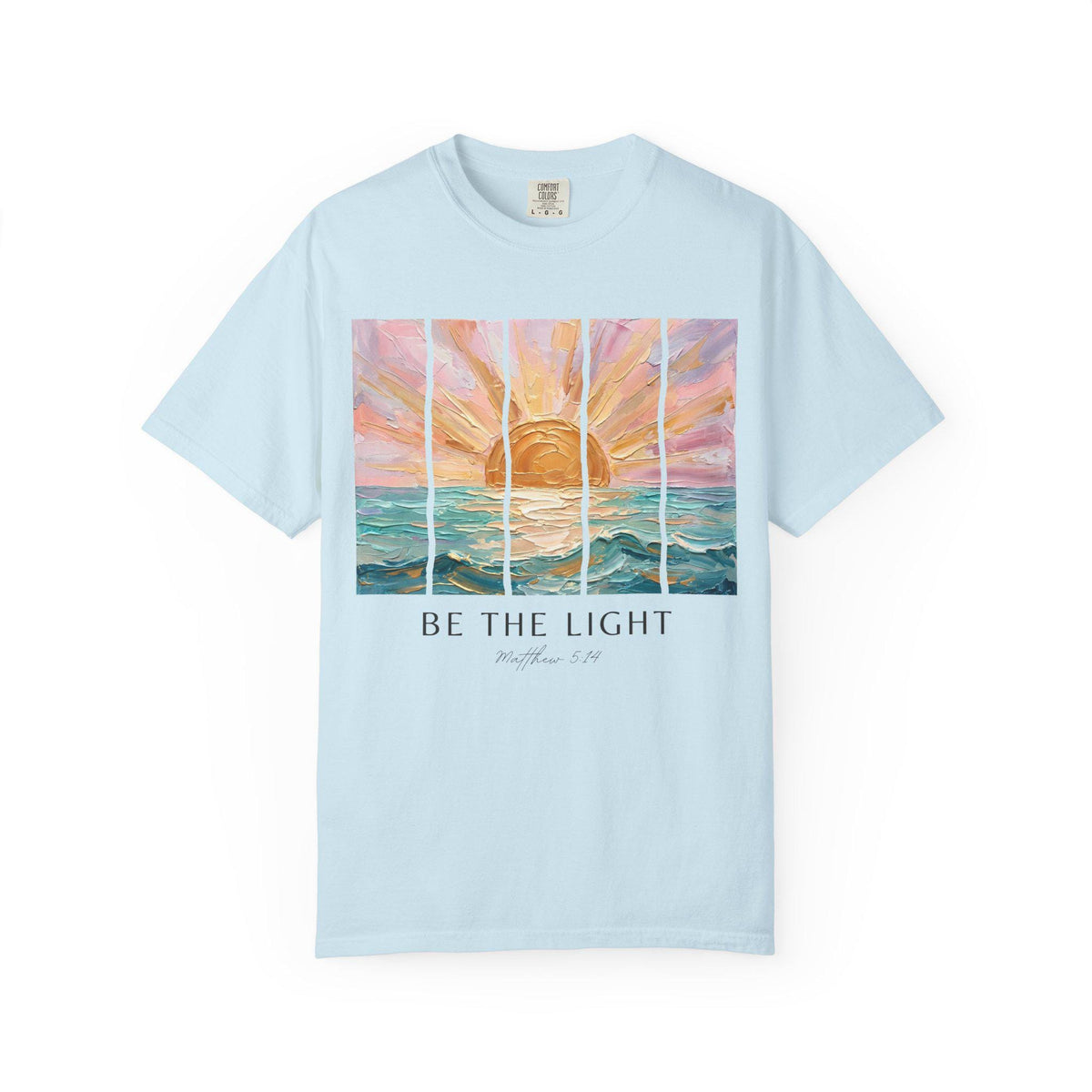Christian Faith Shirt – Matthew 5:14 "Be The Light" Sunrise Beach Tee