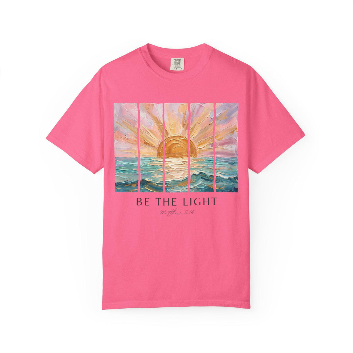 Christian Faith Shirt – Matthew 5:14 "Be The Light" Sunrise Beach Tee