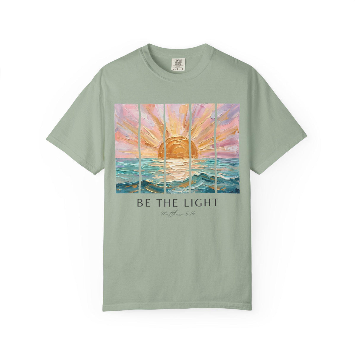 Christian Faith Shirt – Matthew 5:14 "Be The Light" Sunrise Beach Tee