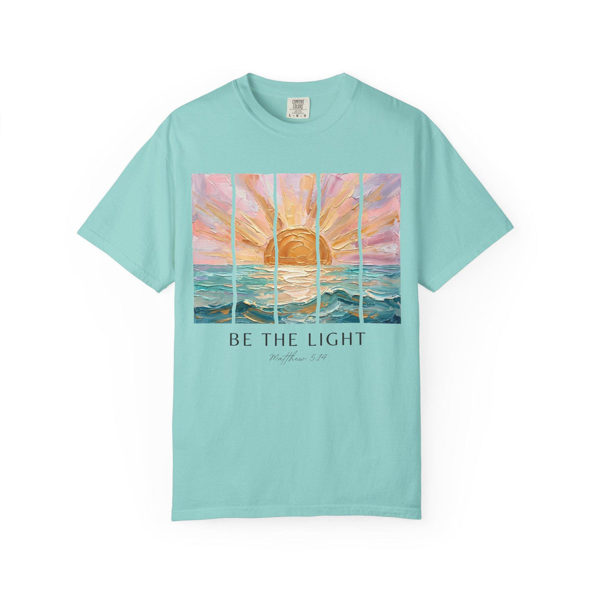 Christian Faith Shirt – Matthew 5:14 "Be The Light" Sunrise Beach Tee