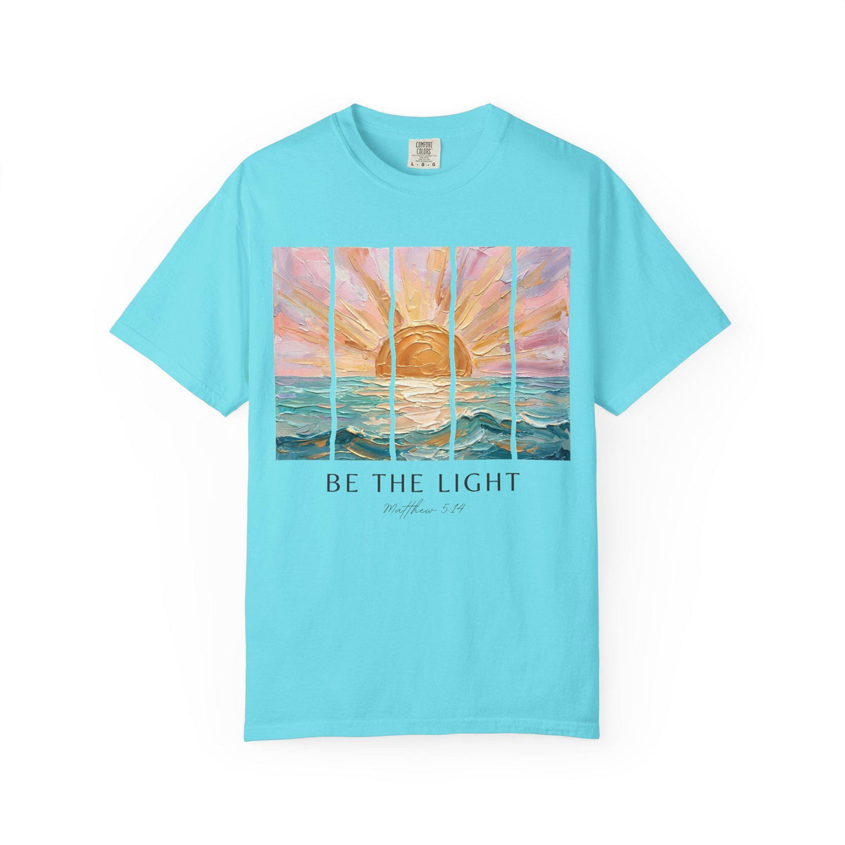 Christian Faith Shirt – Matthew 5:14 "Be The Light" Sunrise Beach Tee