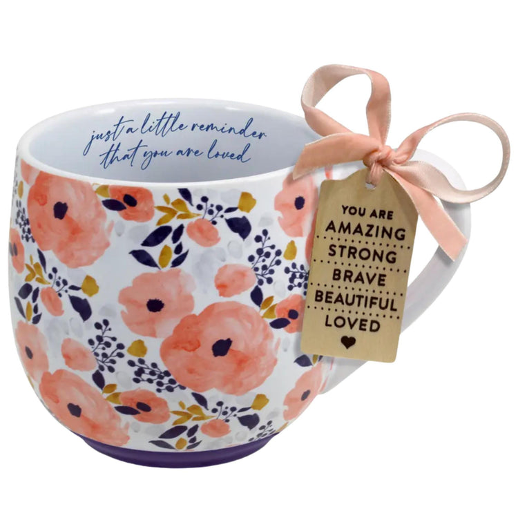 Floral Ceramic Mug, Inspirational Faith Message, Boho Coffee Cup (18 Oz)