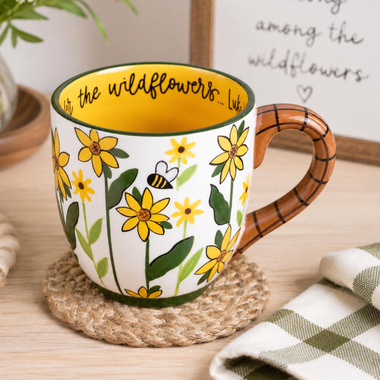 In The Wildflowers Cottagecore Mug, Bee and Floral Ceramic Coffee Cup