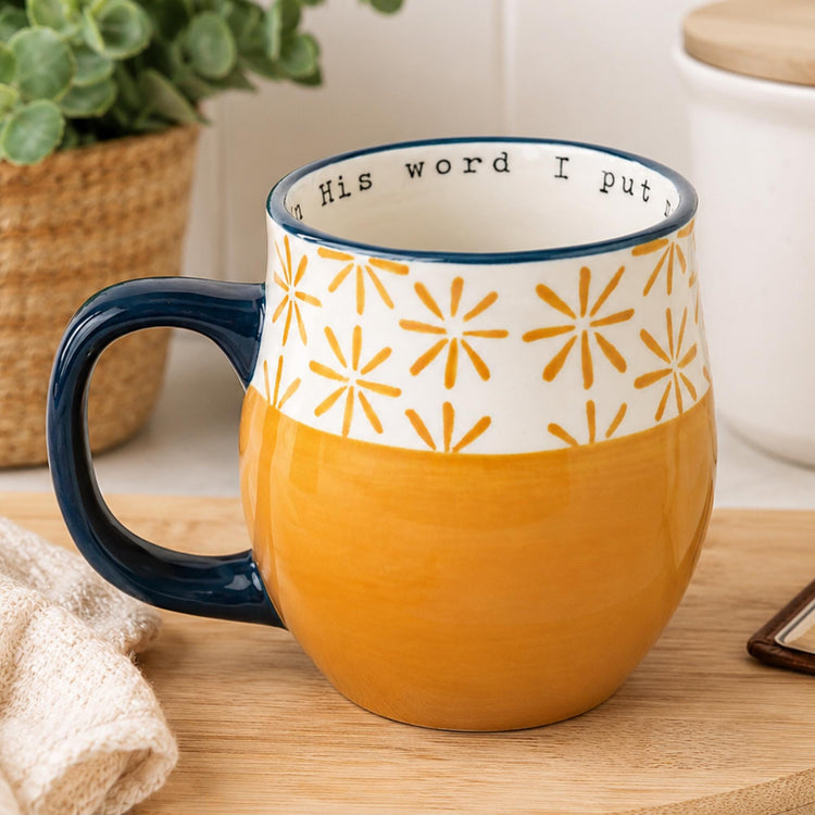 Christian Floral Ceramic Mug, Psalm 119:11 Bible Verse Coffee Cup