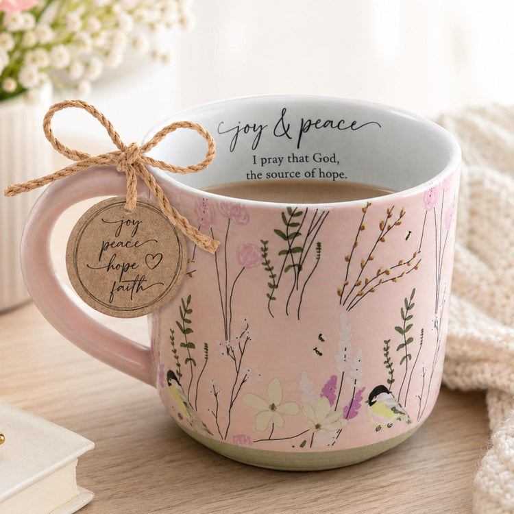 Floral Watercolor Mug, Christian Faith Encouragement Gift, Ceramic Coffee Cup