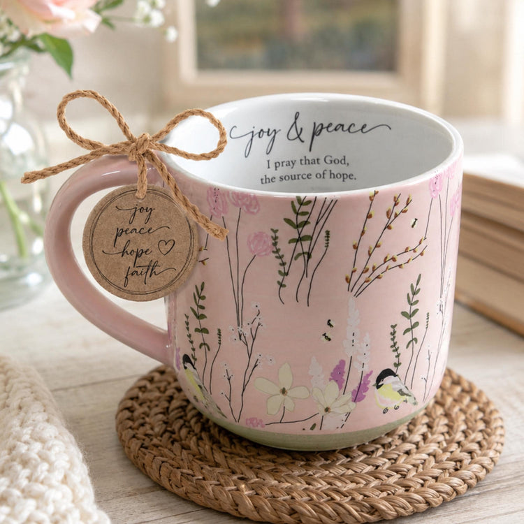 Floral Watercolor Mug, Christian Faith Encouragement Gift, Ceramic Coffee Cup