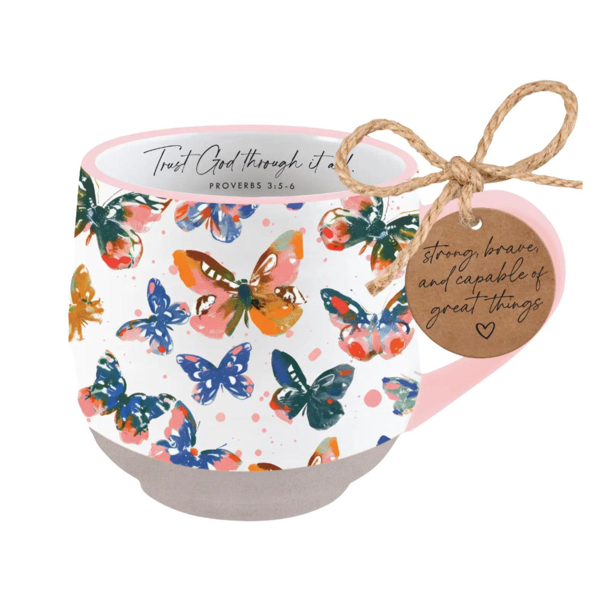 Watercolor Butterfly Ceramic Mug, Pink Floral Coffee Cup, Gift for Women